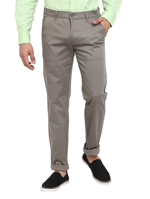 grey textured flat front casual trouser - 19220806 - Very Small Image - 1