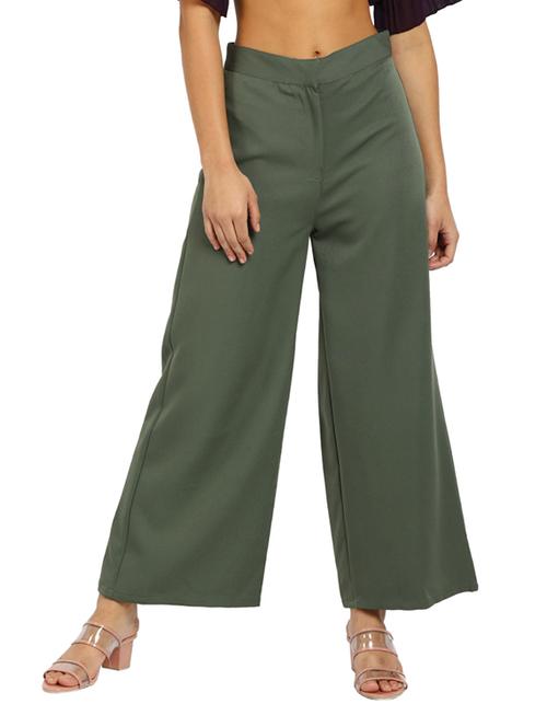 green solid wide leg trouser - 19220890 - Very Small Image - 1