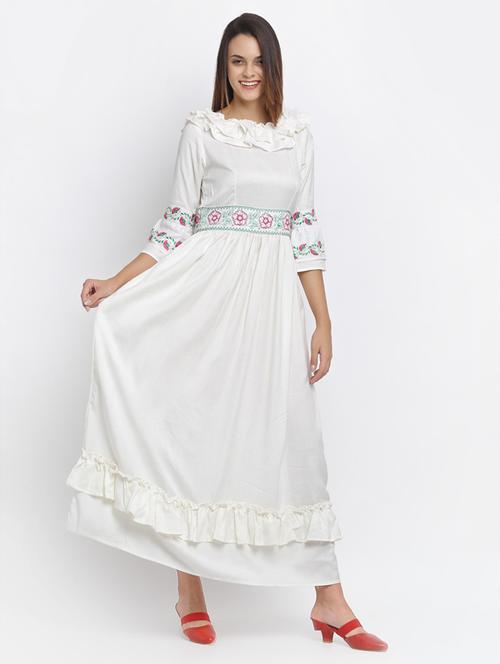 women's ruffle solid dress - 19221024 - Very Small Image - 1