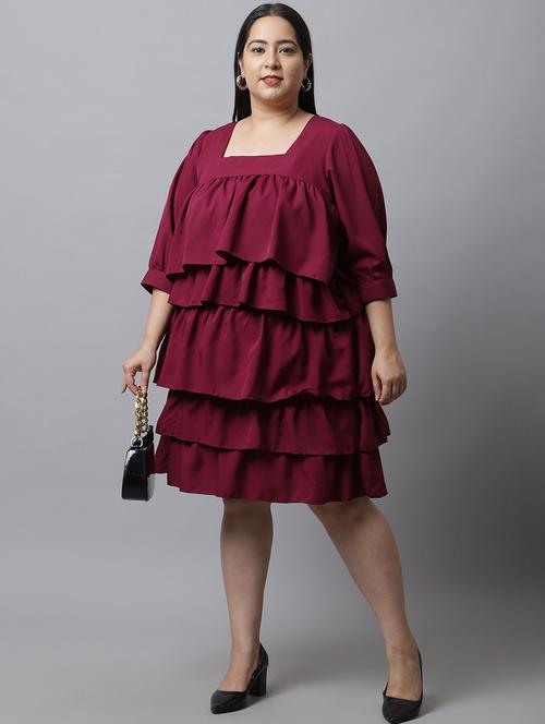 women's layered solid dress - 19221209 - Very Small Image - 1