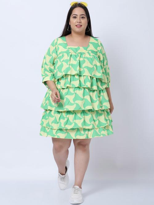 women's layered printed dress - 19221222 - Very Small Image - 1