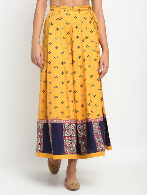 yellow printed flared skirt - 19221654 - Very Small Image - 1