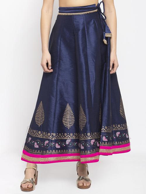 navy blue printed blue skirt - 19221658 - Very Small Image - 1