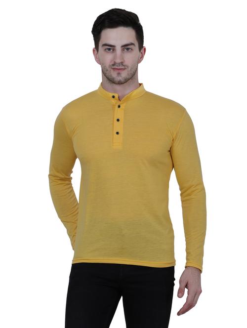 yellow cotton solid t-shirt - 19223381 - Very Small Image - 1