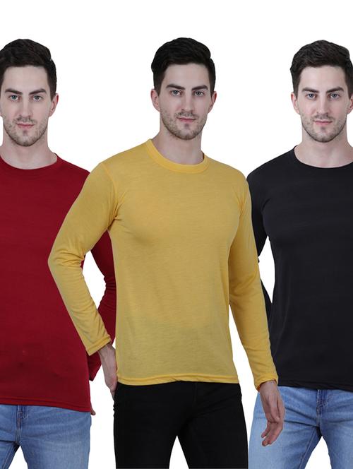 pack of 3 multi colored solid t-shirt - 19223413 - Very Small Image - 1