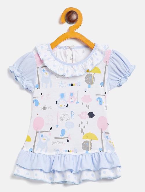 girls round neck printed frock - 19224108 - Very Small Image - 1