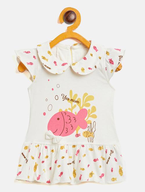 girls peter pan neck printed frock - 19224153 - Very Small Image - 1