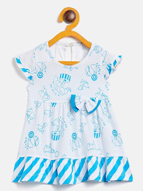 girls round neck printed frock - 19224173 - Very Small Image - 1
