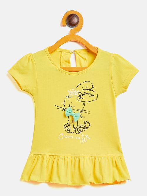 girls round neck printed frock - 19224185 - Very Small Image - 1