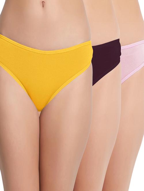 multi colored solid panty combo - 19224951 - Very Small Image - 1