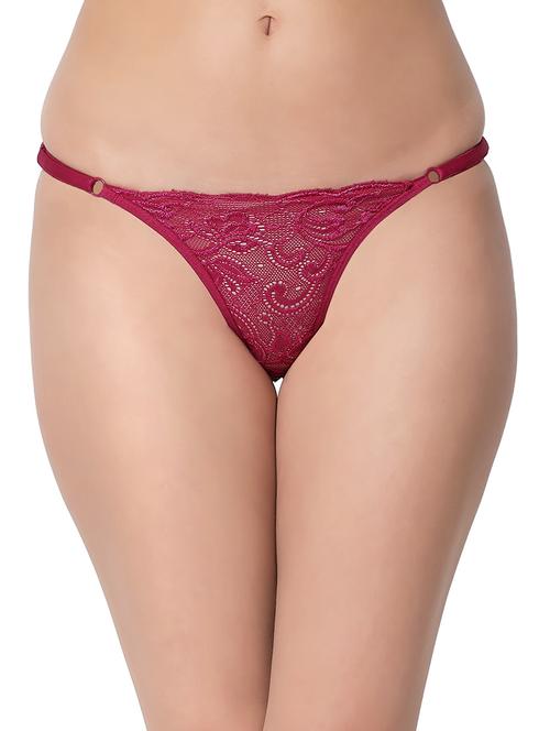 maroon cotton blend thongs panty - 19224984 - Very Small Image - 1