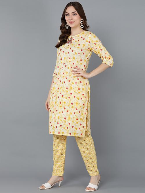 yellow cotton kurta pant set - 19225156 - Very Small Image - 1