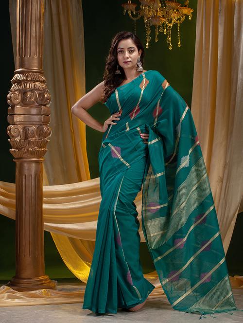 self design handloom saree with blouse - 19225285 - Very Small Image - 1