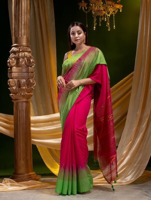 self design handloom saree with blouse - 19225293 - Very Small Image - 1