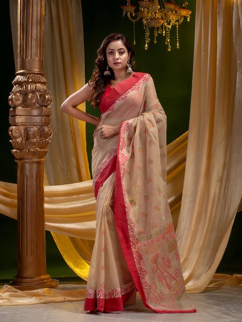 self design handloom saree - 19225312 - Very Small Image - 1