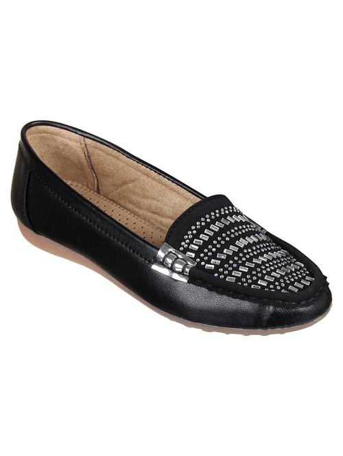 black leatherette slip on loafers - 19226060 - Very Small Image - 1