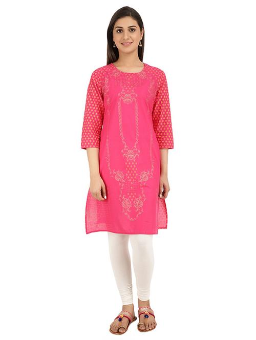 peach printed straight kurta - 19226149 - Very Small Image - 1