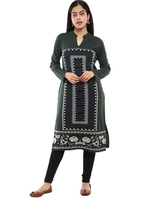 women jacquard straight kurta - 19226237 - Very Small Image - 1