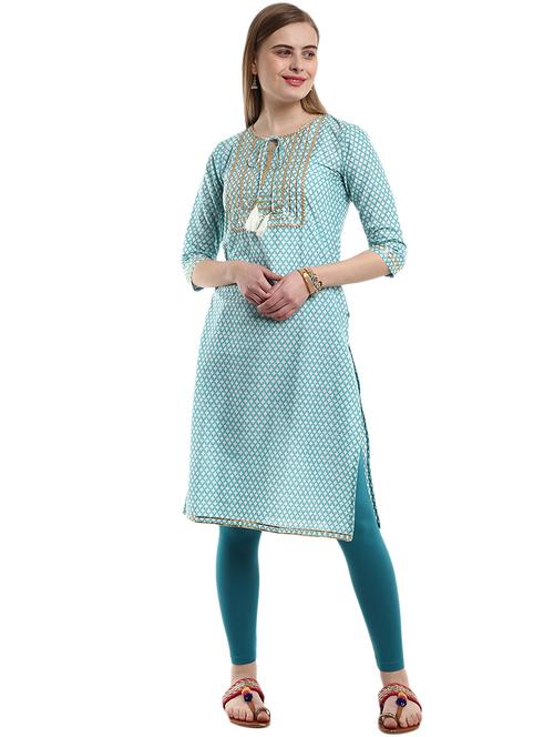 yoke embroidered printed straight kurta - 19226242 - Very Small Image - 1