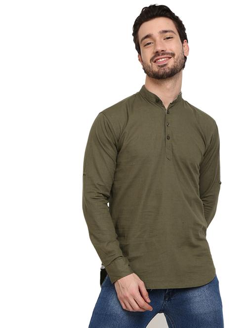 green solid straight kurta - 19226421 - Very Small Image - 1