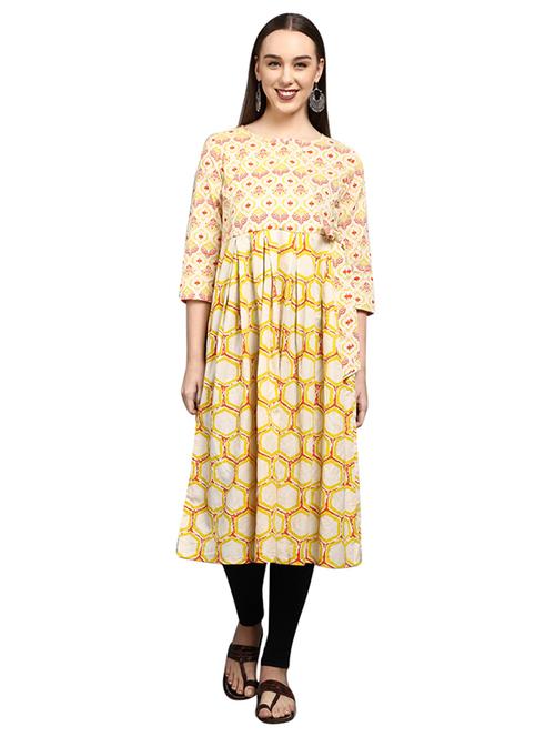 peach printed straight kurta - 19226447 - Very Small Image - 1