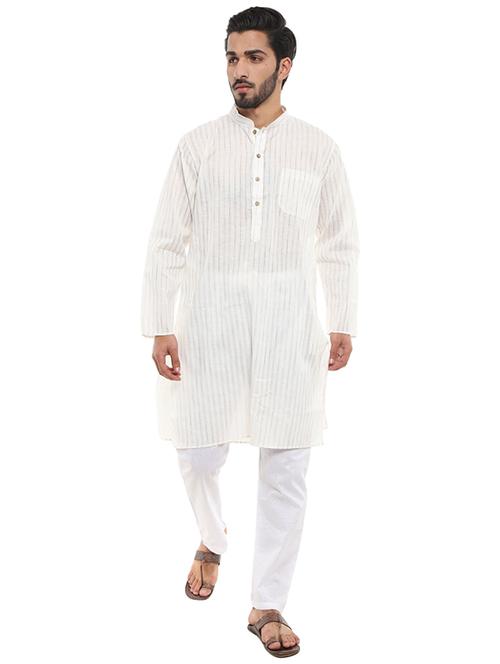 mandarin neck striped kurta pyjama set - 19226539 - Very Small Image - 1