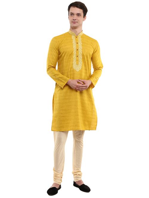 yellow self design ethnic wear set - 19226588 - Very Small Image - 1