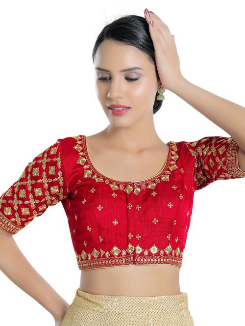 red silk embroidered blouse - 19232601 - Very Small Image - 1