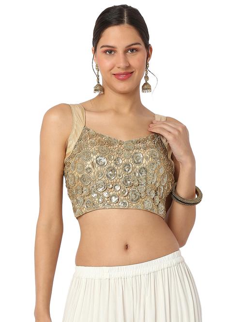 gold net embroidered blouse - 19232619 - Very Small Image - 1