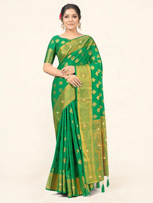 self design woven saree with blouse - 19232804 - Very Small Image - 1