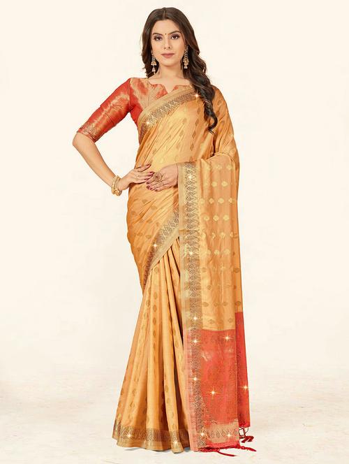 self designed woven saree with blouse - 19232892 - Very Small Image - 1