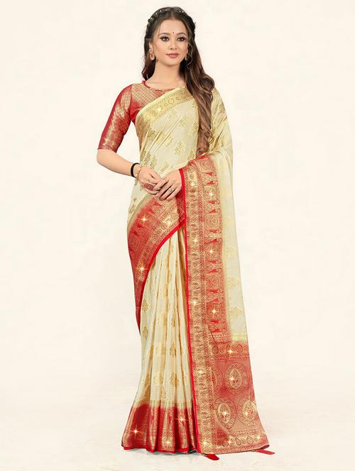 self designed woven saree with blouse - 19232942 - Very Small Image - 1