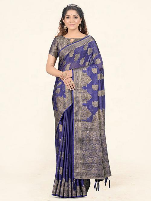 self designed woven saree with blouse - 19232960 - Very Small Image - 1
