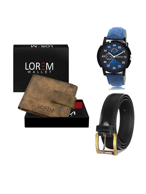 belt, wallet & watch leatherette gift combo - 19233081 - Very Small Image - 1