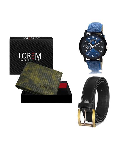 belt, wallet & watch leatherette gift combo - 19233088 - Very Small Image - 1
