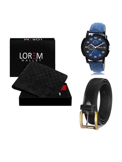 belt, wallet & watch leatherette gift combo - 19233097 - Very Small Image - 1