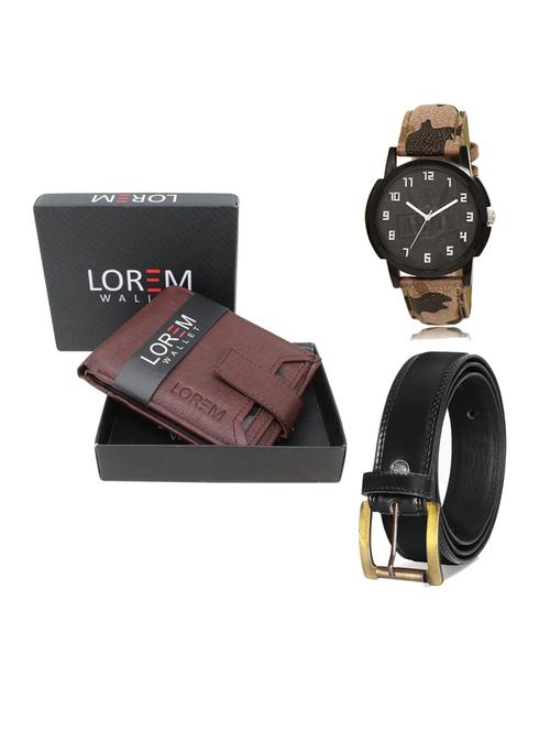 belt, wallet & watch leatherette gift combo - 19233112 - Very Small Image - 1
