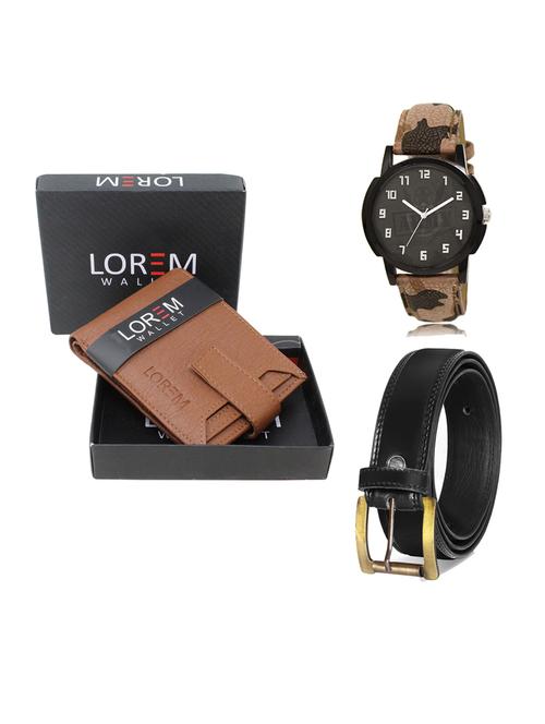 belt, wallet & watch leatherette gift combo - 19233113 - Very Small Image - 1