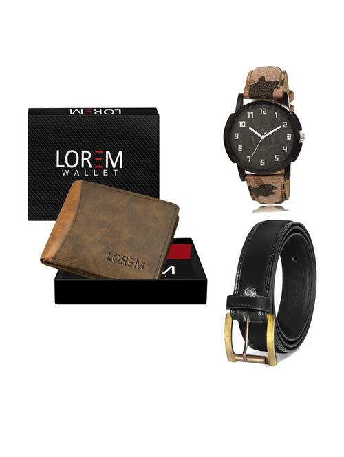 belt, wallet & watch leatherette gift combo - 19233129 - Very Small Image - 1