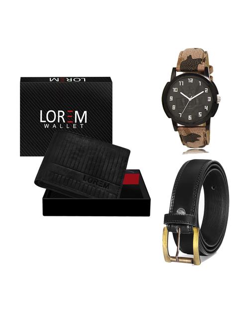 belt, wallet & watch leatherette gift combo - 19233134 - Very Small Image - 1