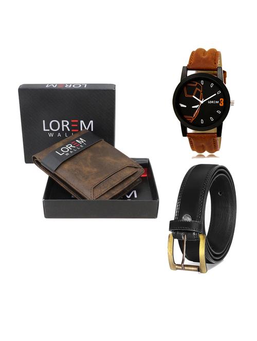 belt, wallet & watch leatherette gift combo - 19233153 - Very Small Image - 1