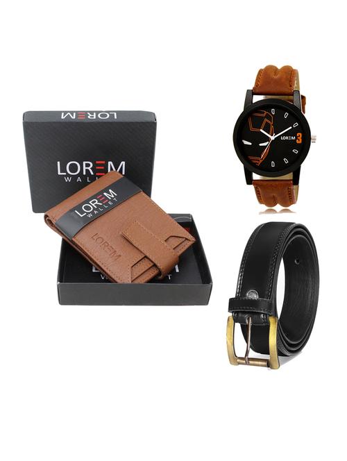 belt, wallet & watch leatherette gift combo - 19233158 - Very Small Image - 1
