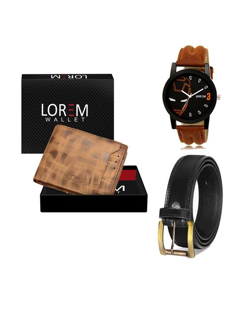 belt, wallet & watch leatherette gift combo - 19233169 - Very Small Image - 1
