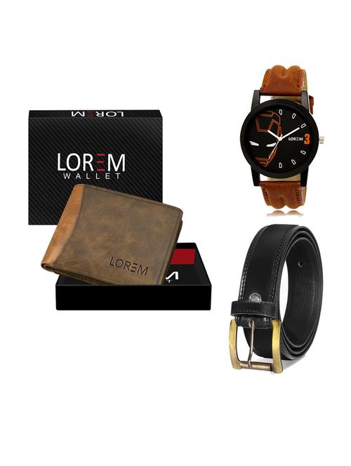 belt, wallet & watch leatherette gift combo - 19233174 - Very Small Image - 1