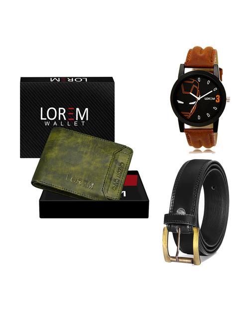 belt, wallet & watch leatherette gift combo - 19233175 - Very Small Image - 1