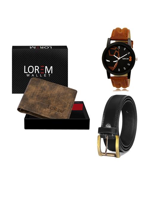 belt, wallet & watch leatherette gift combo - 19233176 - Very Small Image - 1