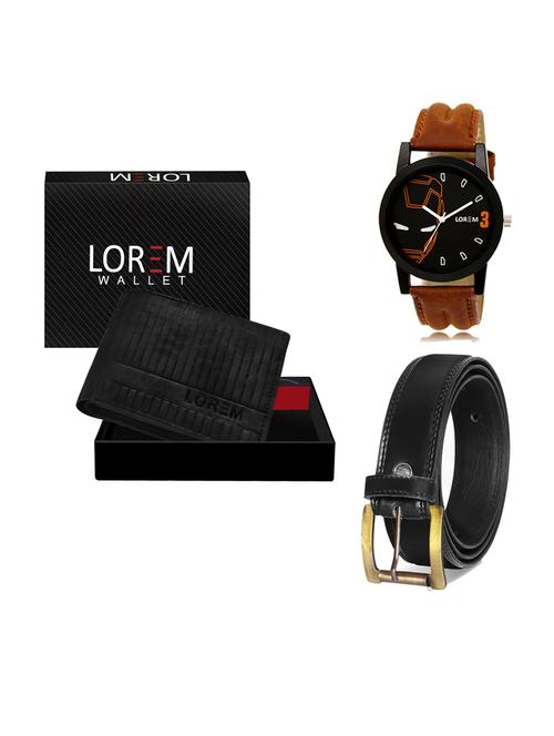belt, wallet & watch leatherette gift combo - 19233179 - Very Small Image - 1