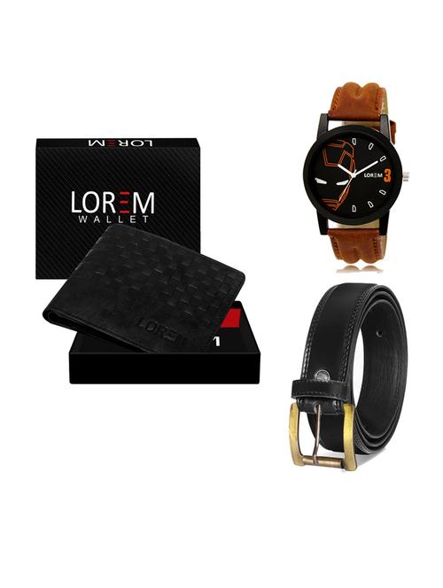 belt, wallet & watch leatherette gift combo - 19233187 - Very Small Image - 1