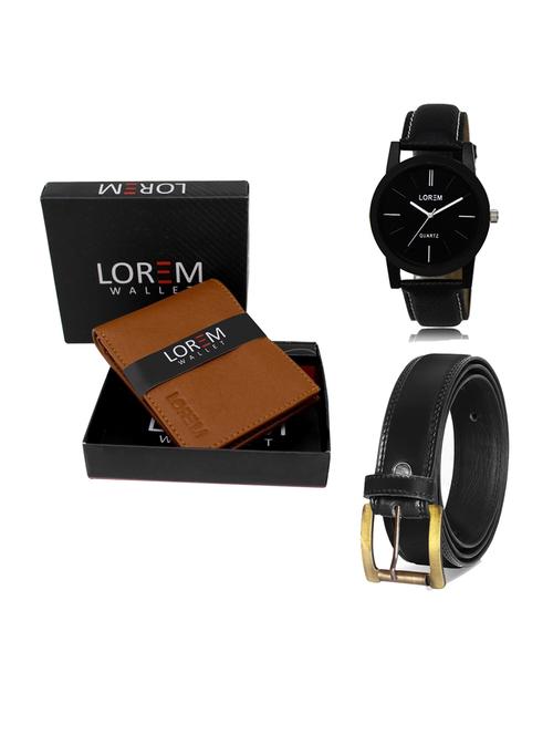 belt, wallet & watch leatherette gift combo - 19233196 - Very Small Image - 1
