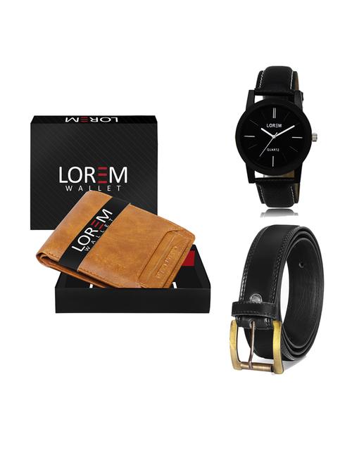 belt, wallet & watch leatherette gift combo - 19233199 - Very Small Image - 1